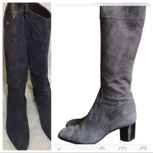 Diane Von Furstenburg Suede Knee High Boots Gray